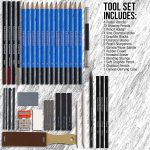 U.S. Art Supply 44-Piece Drawing & Sketching Art Set with 4 Sketch Pads (242 Paper Sheets) - Professional Artist Kit, Graphite, Charcoal, Pastel Pencils & Sticks, Erasers - Pop-Up Carry Case, Student - Image 5
